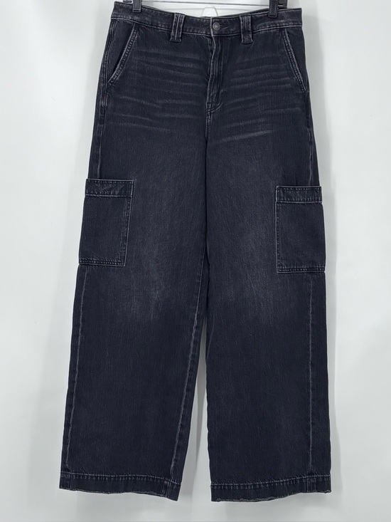American Eagle Outfitters Denim - AE American Eagle Super High Rise baggy wide leg Black Cargo denim Jeans Sz 10